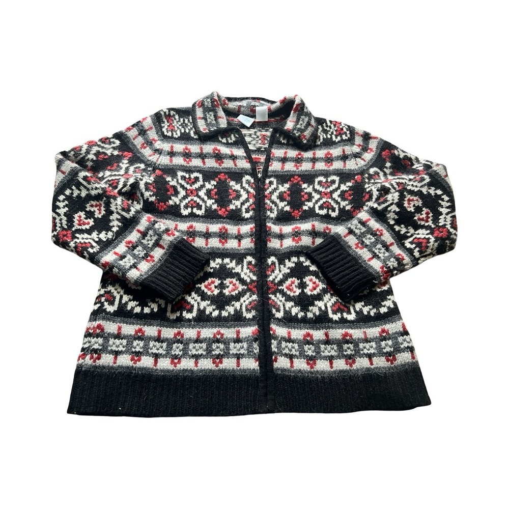 Snowflake Women's S Nordic‎ Fair Isle Lambswool Angora Jacket Cardigan Sweater